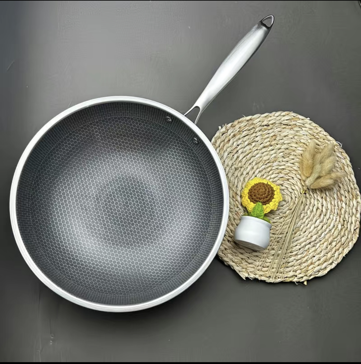 不锈钢32cm炒锅炒菜工具刷洗温度取暖炉燃气炉专用炒锅