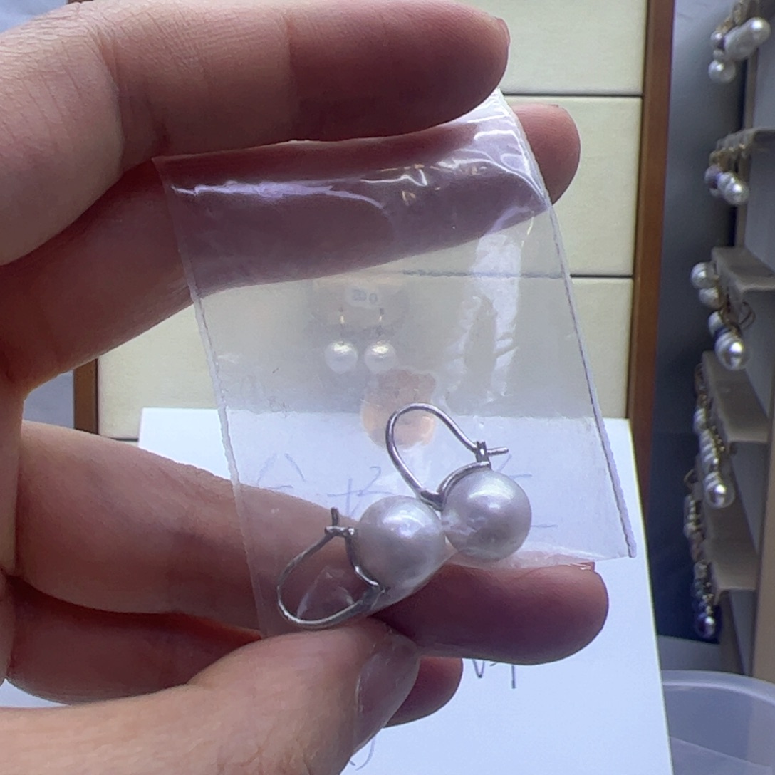 淡水珍珠耳饰银S925镶嵌