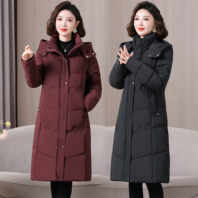 新款中老年棉服女长款过膝棉衣大码修身显瘦棉袄加厚保暖冬季外套
