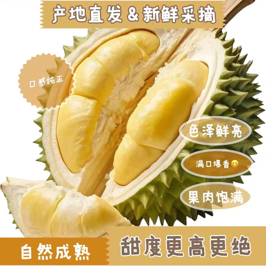 新鲜树熟泰国金枕榴莲.3-10斤 干包 黄肉 核小软糯香甜金枕泰国