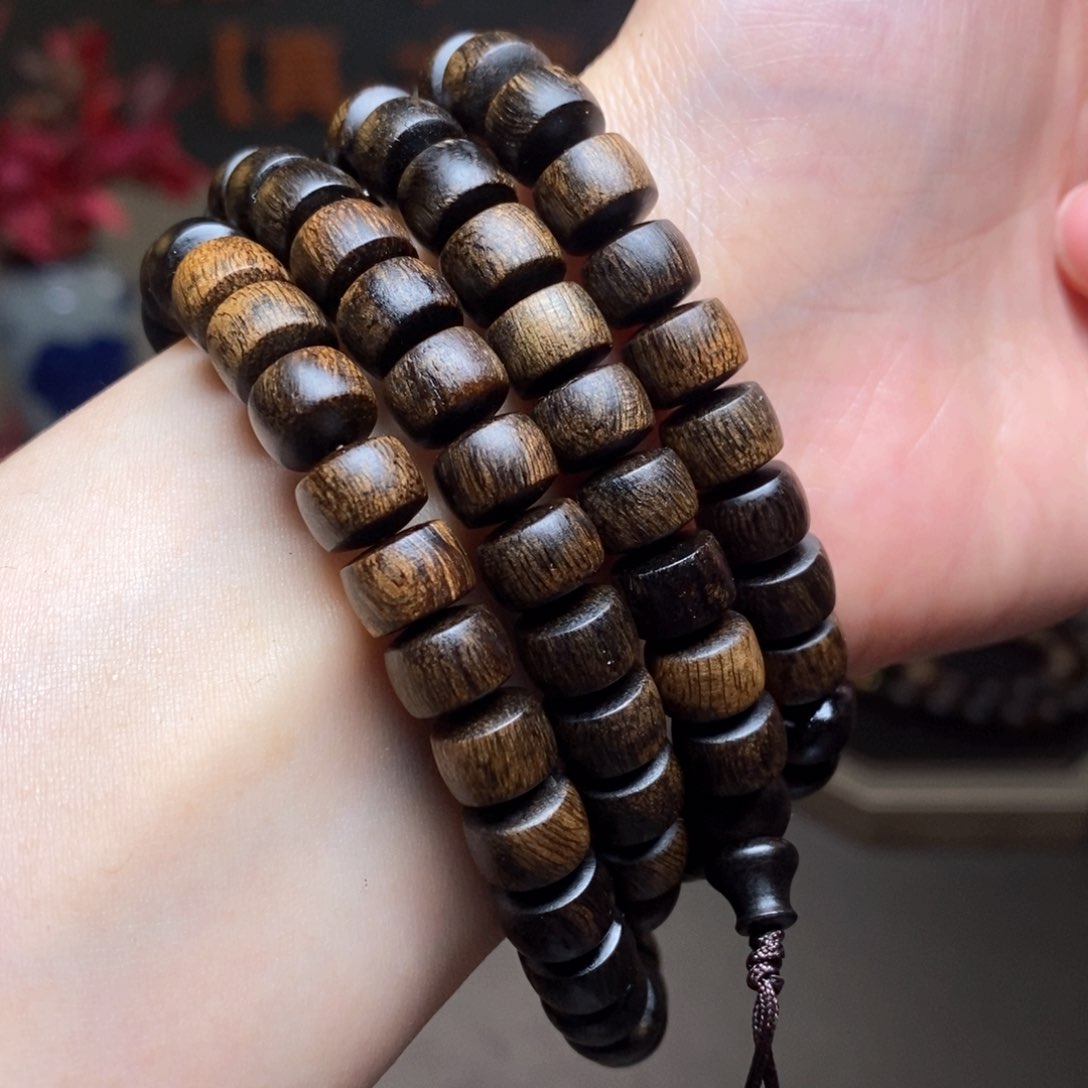 沉香手串越南富森红土瘤疤0.6×0.8×108