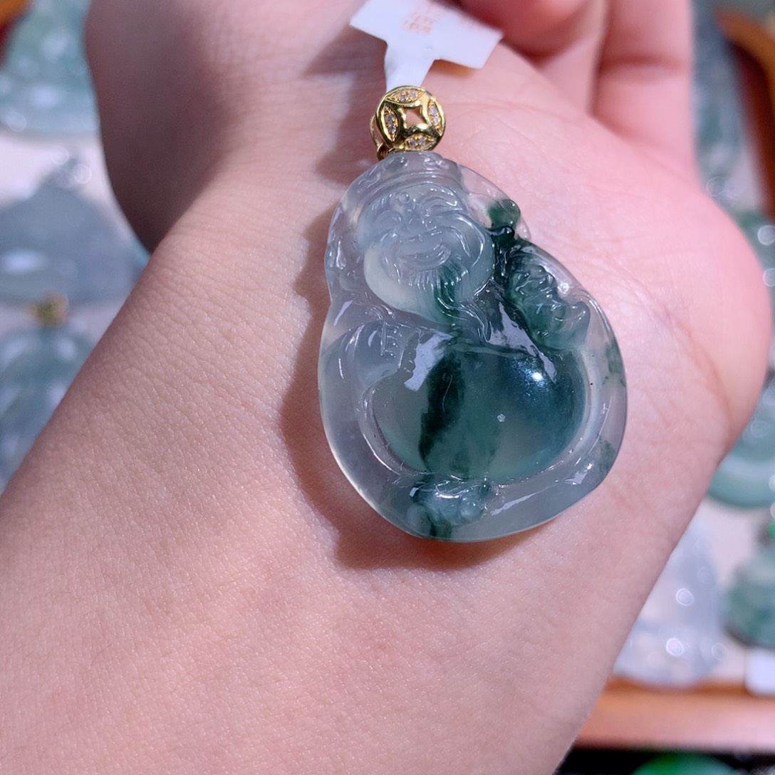 翡翠颈饰18K金镶嵌财财