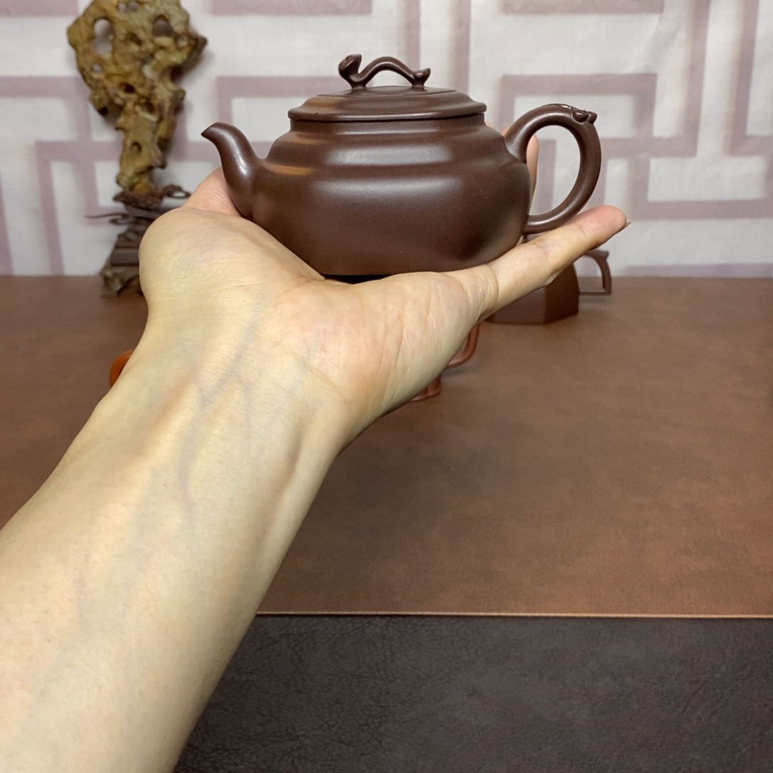 茶壶紫砂紫砂茶具老紫泥六方紫灵