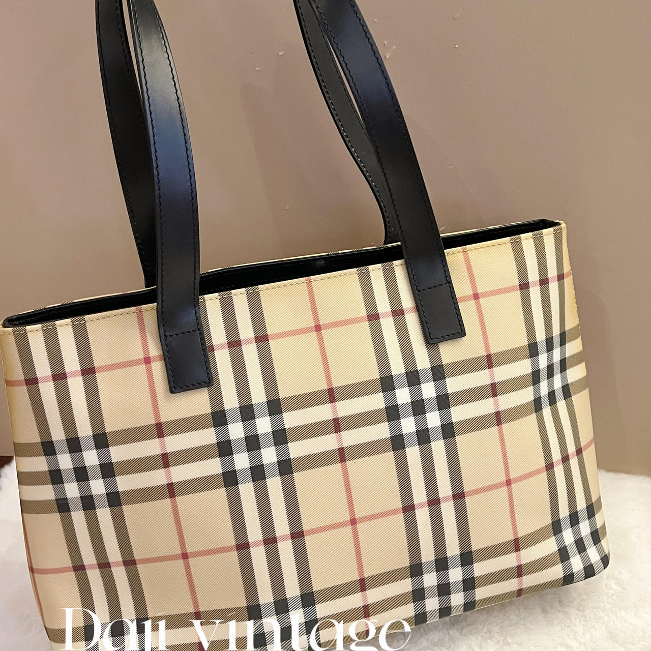 95新 BURBERRY/博柏利 大吉中古/Burberry经典格纹横版tote