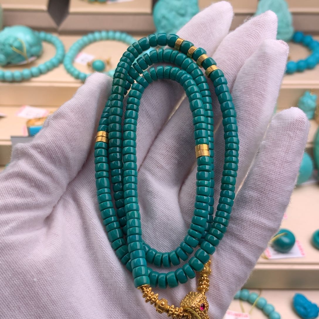 绿松石珠宝奇石18K金镶嵌小*帅