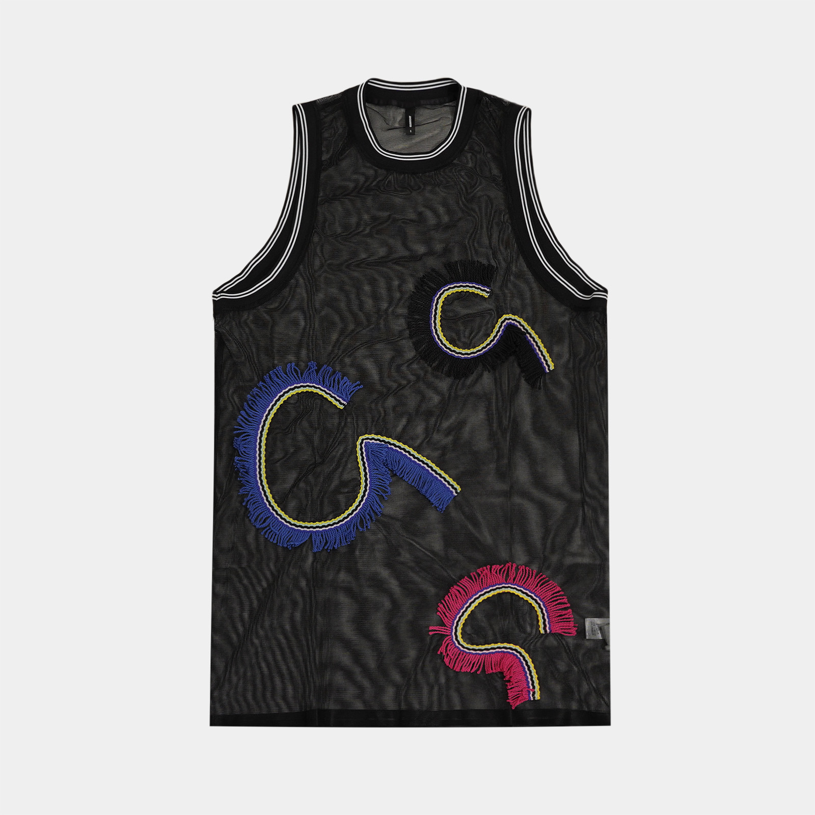 25N夏季新款轻奢高级感美式街头潮流网纱运动透气黑色背心 152516