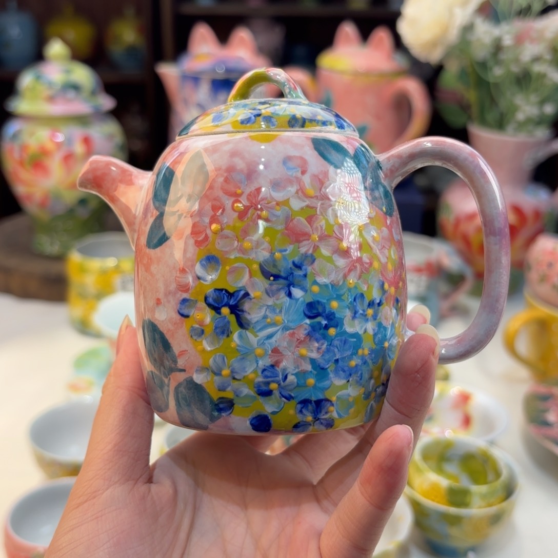 景德镇手绘高温釉下彩陶瓷茶具