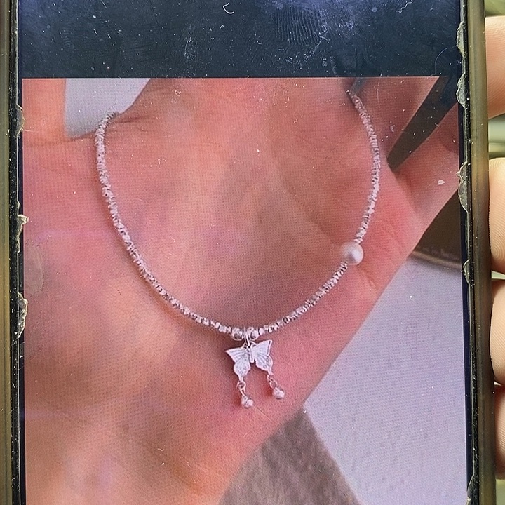 无足银考**白XL379碎银子蝴蝶珍珠