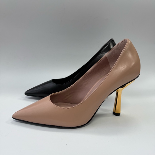 006 Lu Y扣高跟 女亮色素面高跟鞋