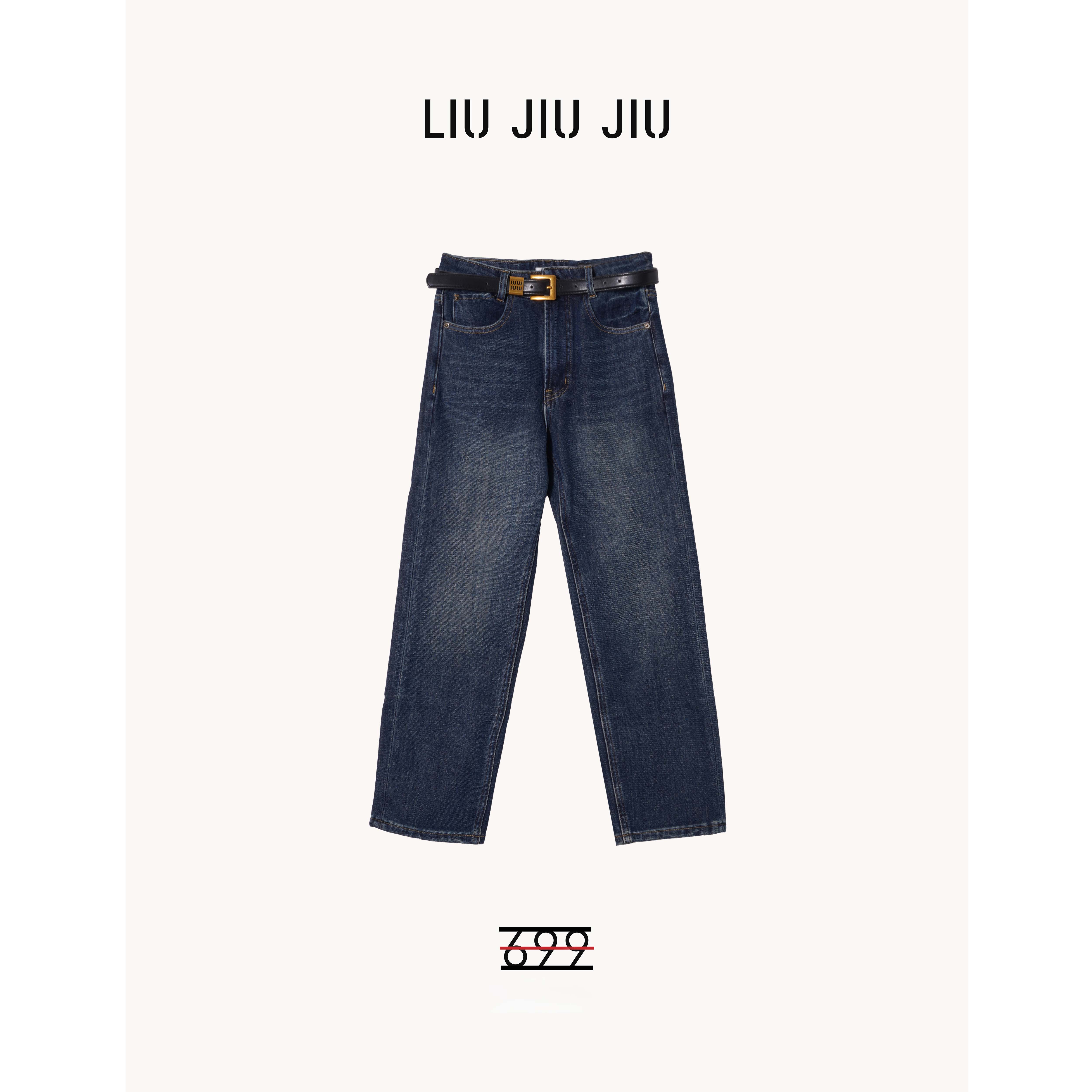 LIUJIUJIU 欧版复古水洗直筒裤秋冬高腰显瘦时尚牛仔裤KZ5316L