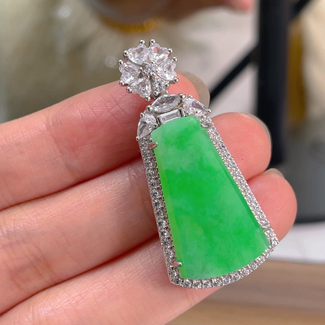 翡翠银S925镶嵌吊坠(不含链)