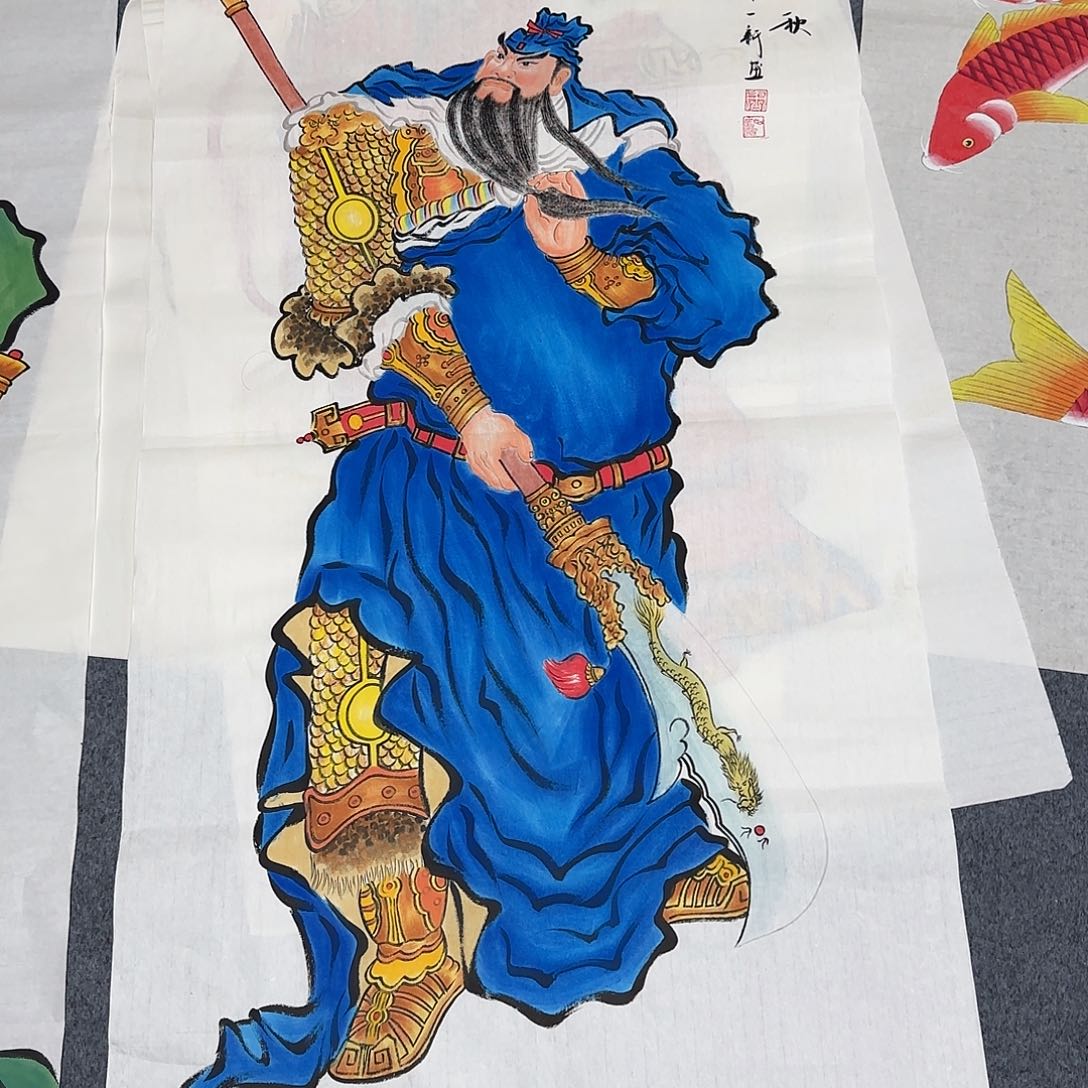 国画李*好尺寸70X138手绘作品 