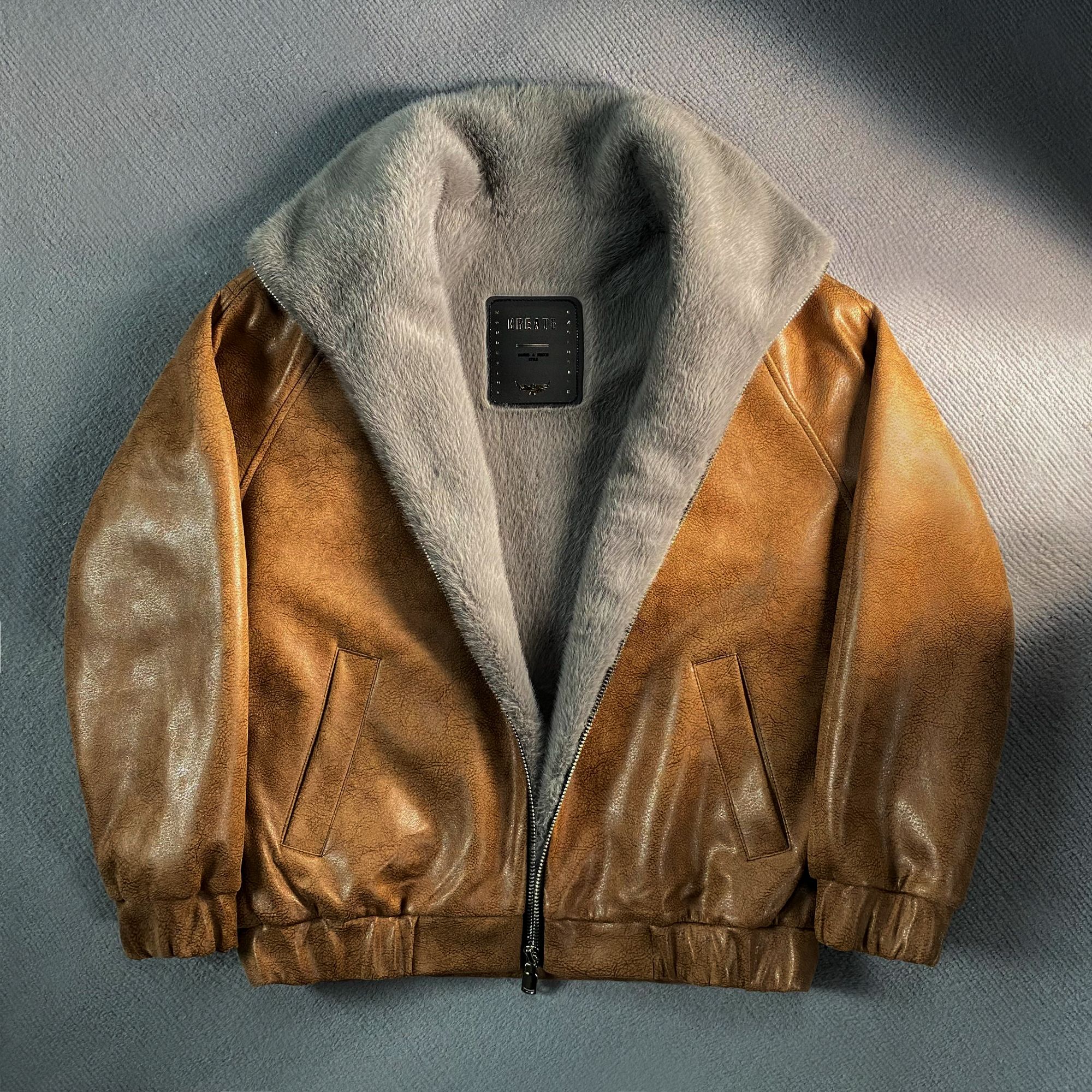 2025男士冬季新款奢品级麂皮绒座山貂立翻领夹克加厚加绒保暖8688