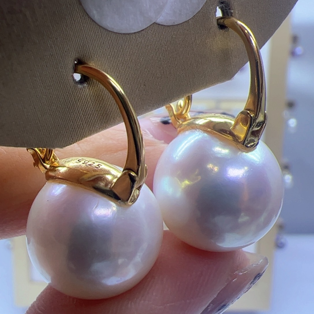 淡水珍珠耳饰银S925镶嵌