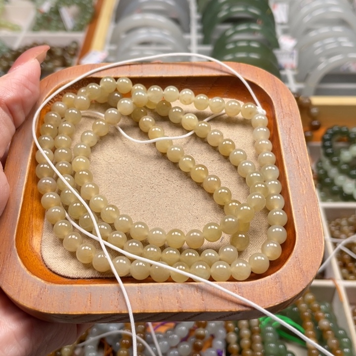 和田玉珠串6mm未镶嵌