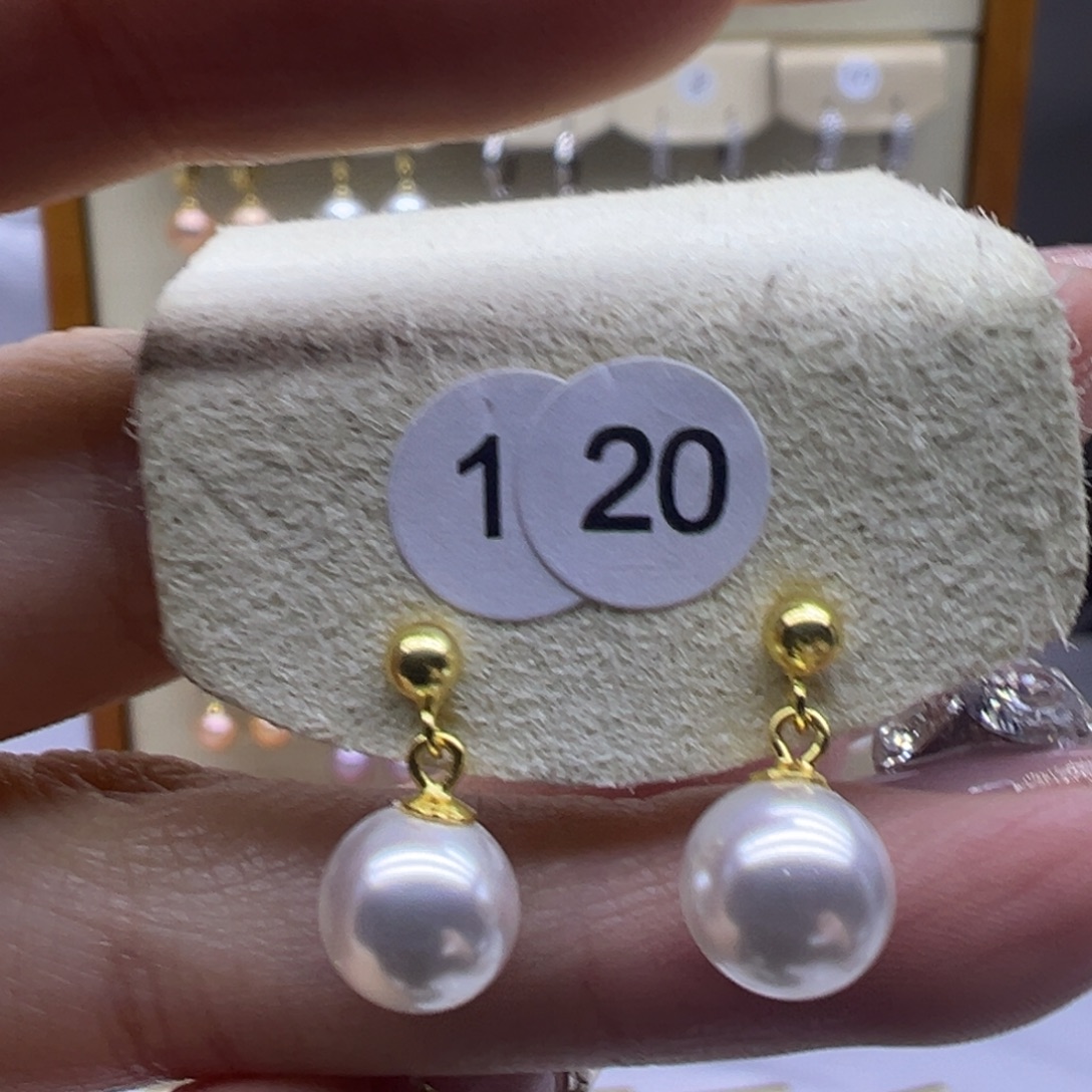 淡水珍珠银S925镶嵌耳饰