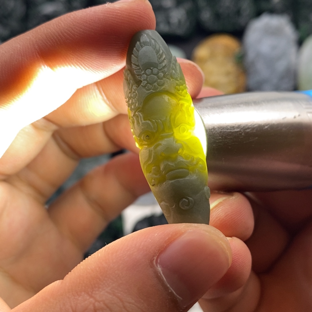 未镶嵌定制翡翠天然翡翠A货黄财神天珠