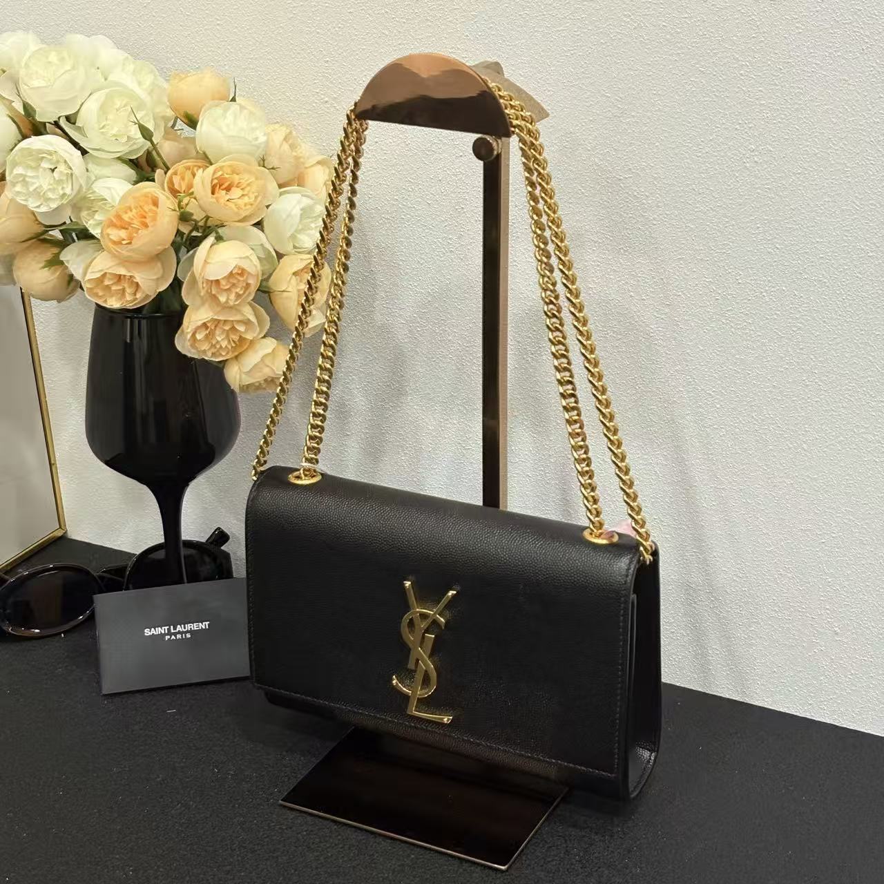 未使用 YSL/圣罗兰 壹所奢品/YSL kate 鱼子酱 中号 黑金 闲置