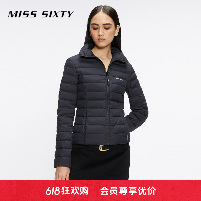 Miss Sixty冬季新款立领羽绒服女拉链收腰短款显瘦薄款运动风