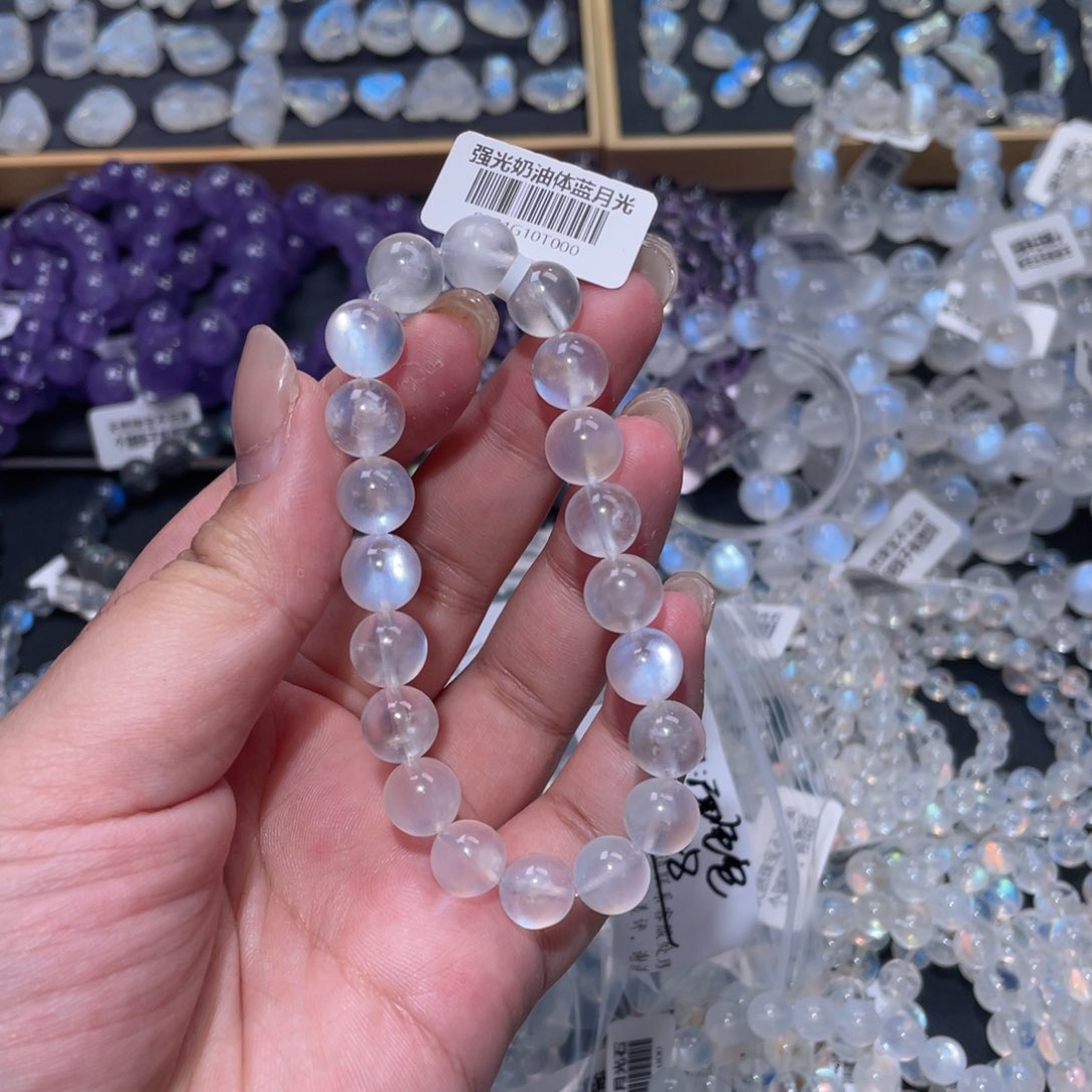 面***包手链未镶嵌长石蓝月光手链9.7mm