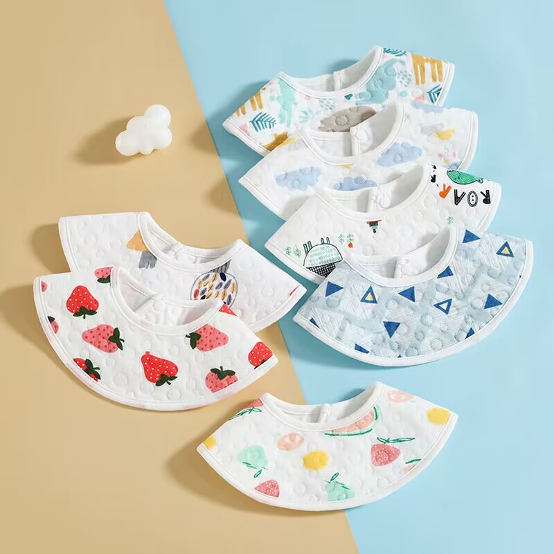 新生儿防水透气圆弧围嘴婴儿宝宝口水巾按扣围兜婴幼儿围嘴