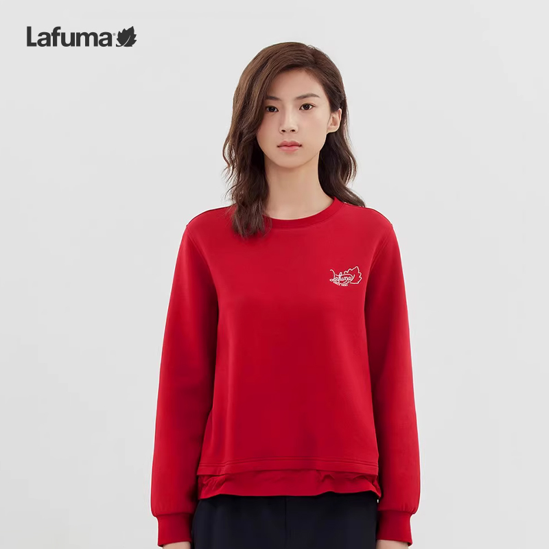LAFUMA乐飞叶户外新春限定红色卫衣女士百搭长袖T恤上衣LFTS5AW95