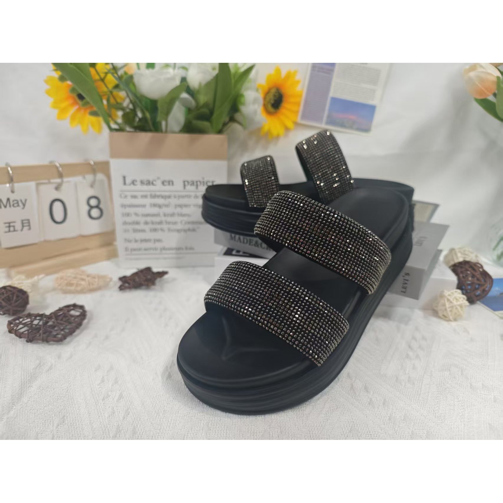 厚底凉鞋拖女新款超火外穿百搭水钻拖鞋P1-737-063