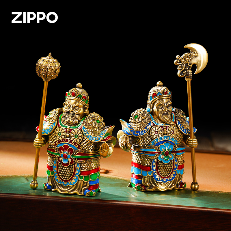 Zippo打火机【门神哼哈二将】复古国潮风镂空立体个性原装送礼DYJ1