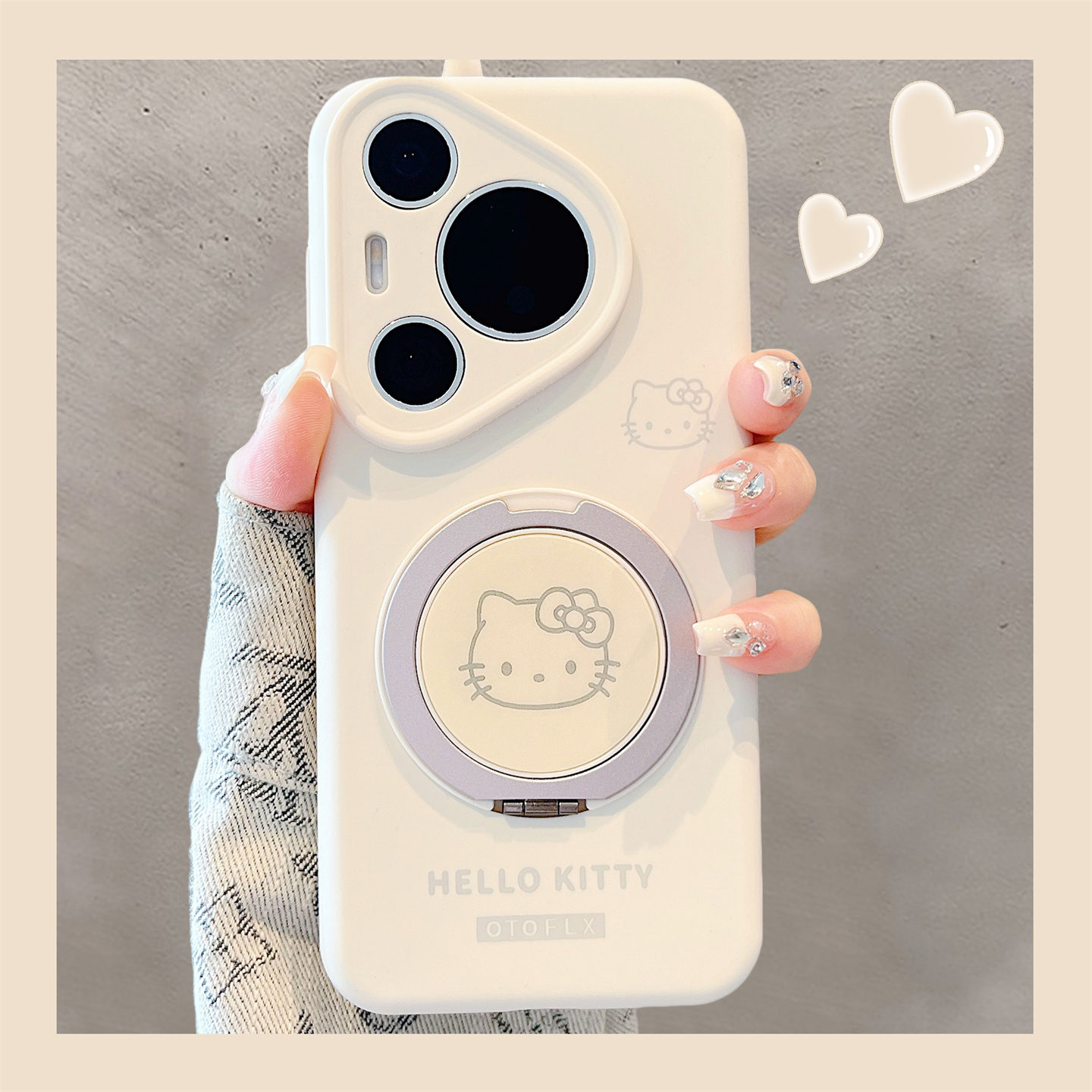 液态硅胶360度磁吸支架适用华为pura70pro+手机壳可爱卡通Kitty猫