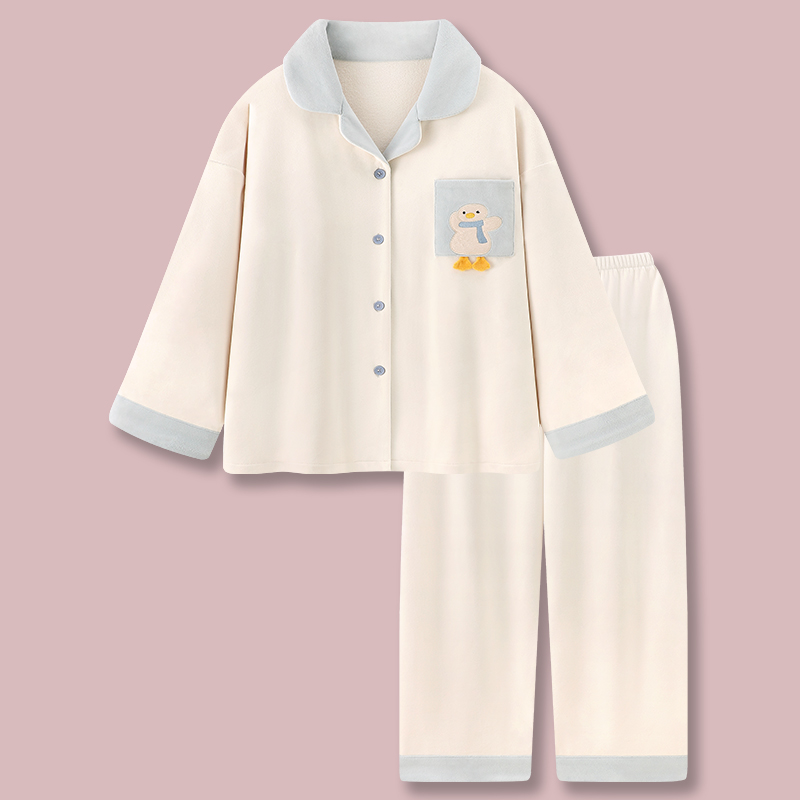 『想自由鸭』睡衣女款秋冬季海岛绒长袖长裤秋冬保暖家居服套装