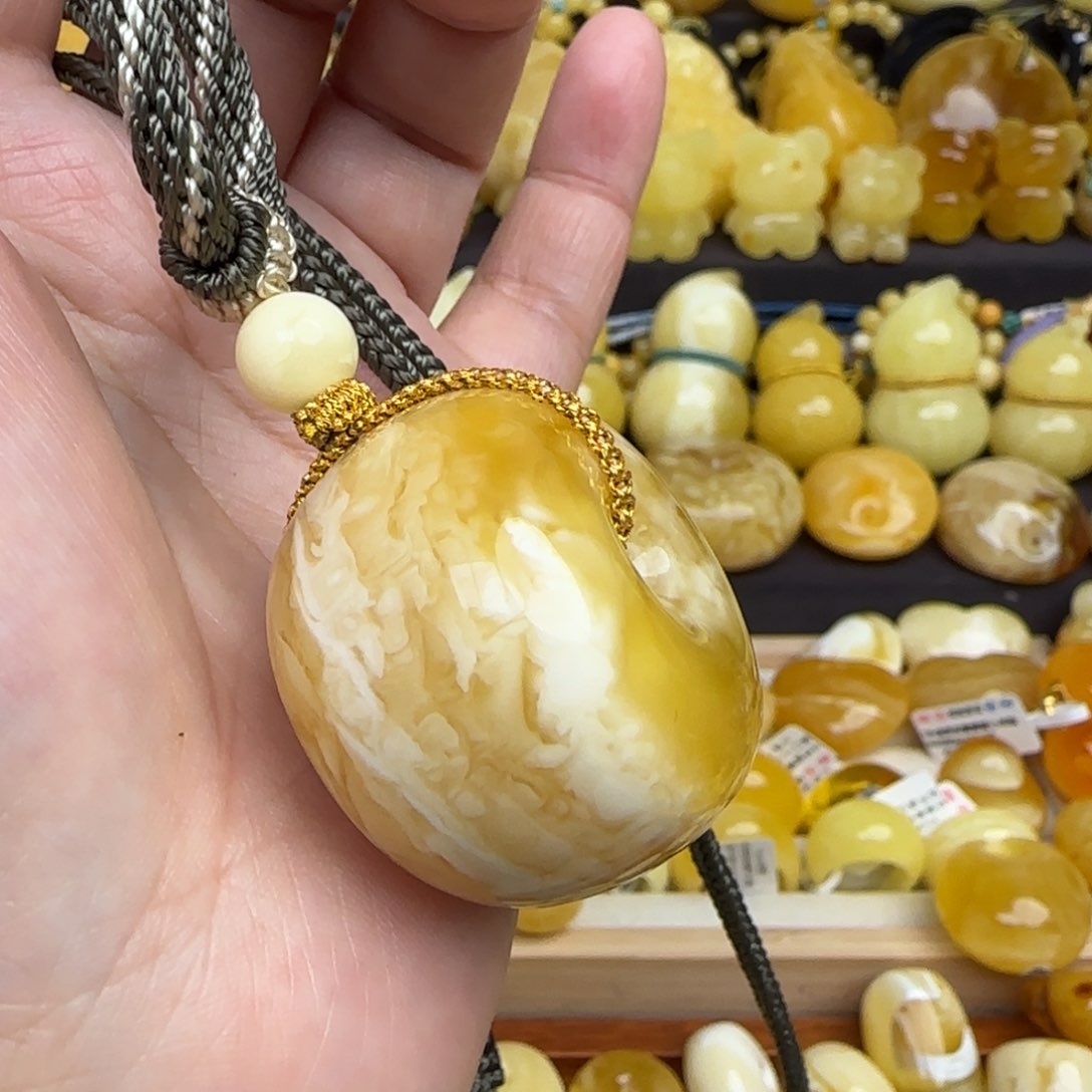 蜜蜡套链未镶嵌天然俄料虎皮妖花蜜蜡墩子吊坠