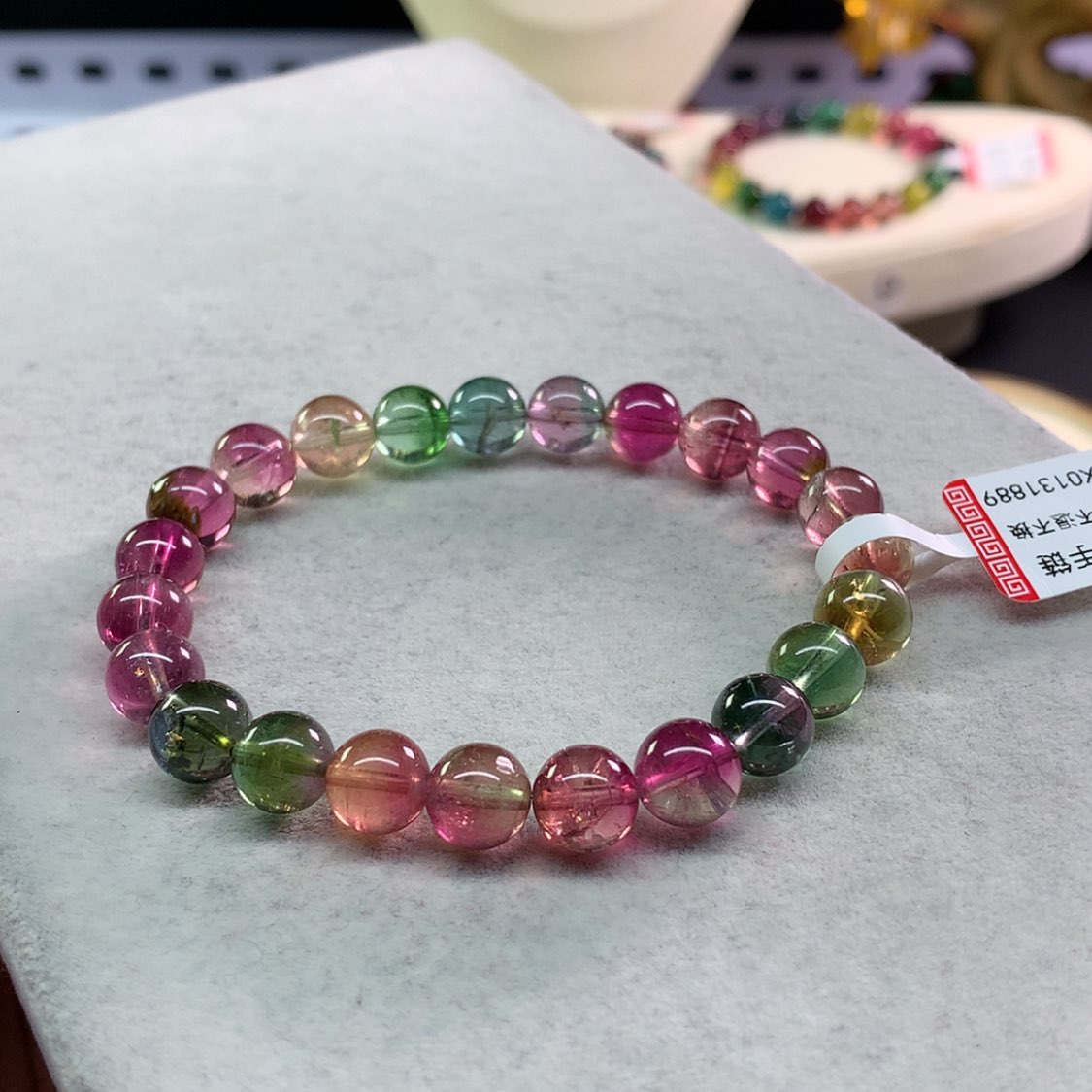 【闪购商品】碧玺手链未镶嵌兜****美碧玺西瓜单圈8.2