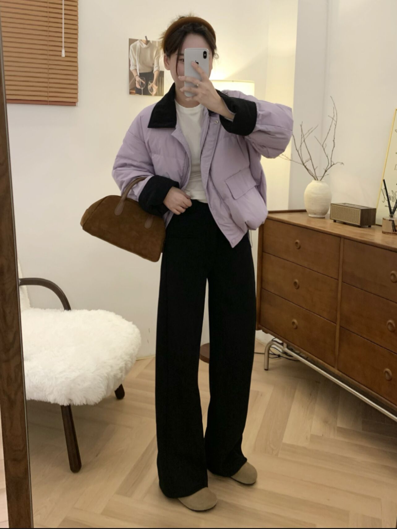 2025加绒加厚黑色垂感针织阔腿裤女春季新款休闲高腰直筒西装裤子