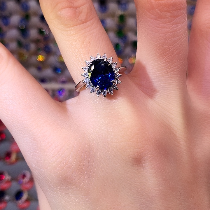 蓝宝石戒指银S925镶嵌