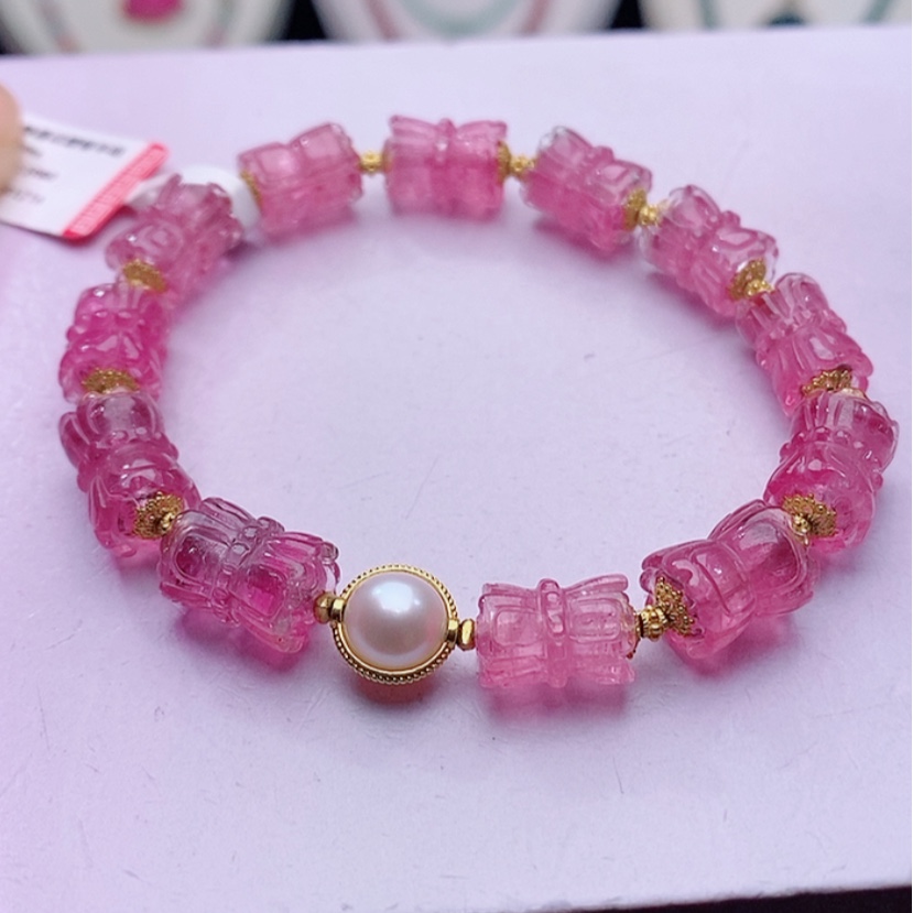 【闪购商品】碧玺手链18K金镶嵌碧玺手链