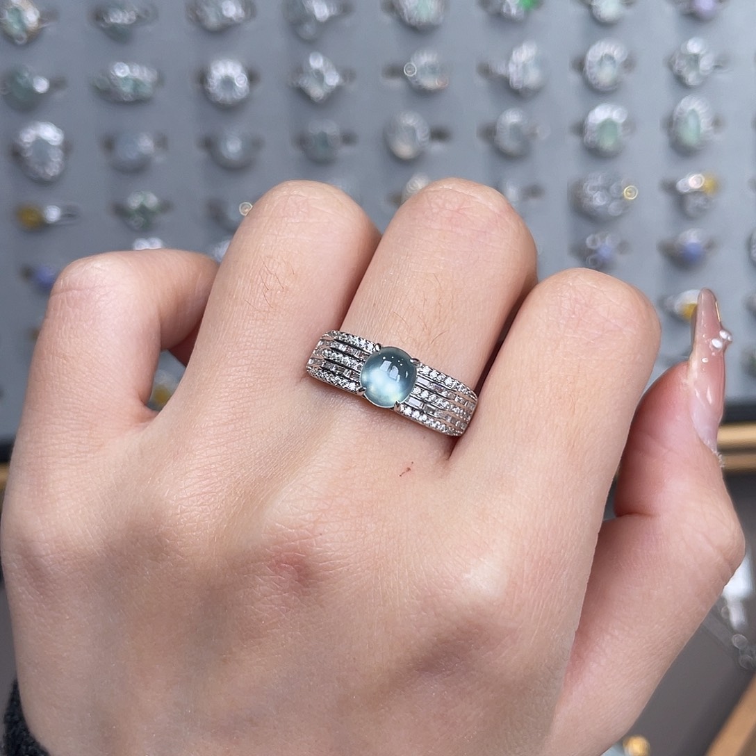 翡翠银S925镶嵌戒指