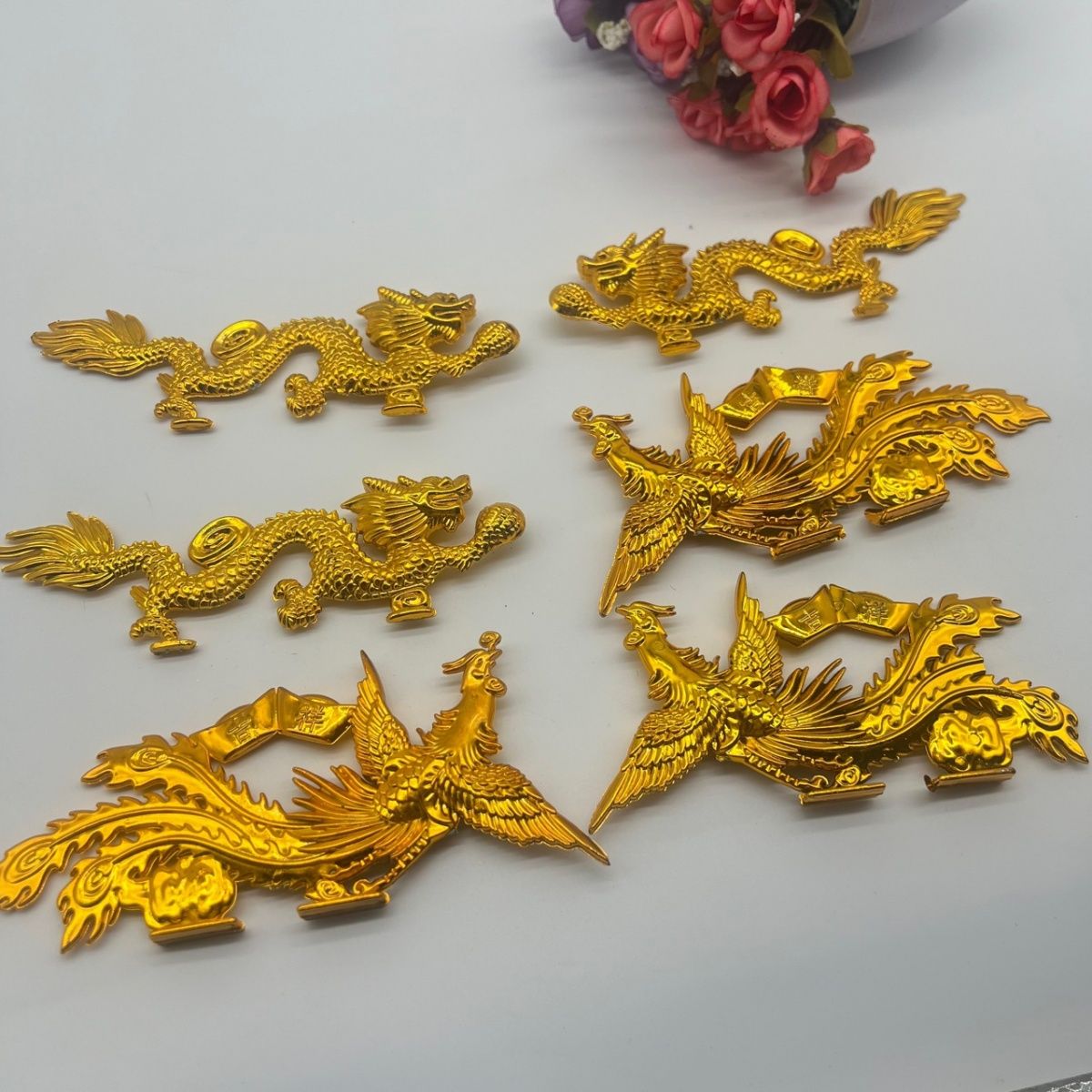 塑料小金龙金凤手工折纸材料茶塔装饰DIY配饰双面