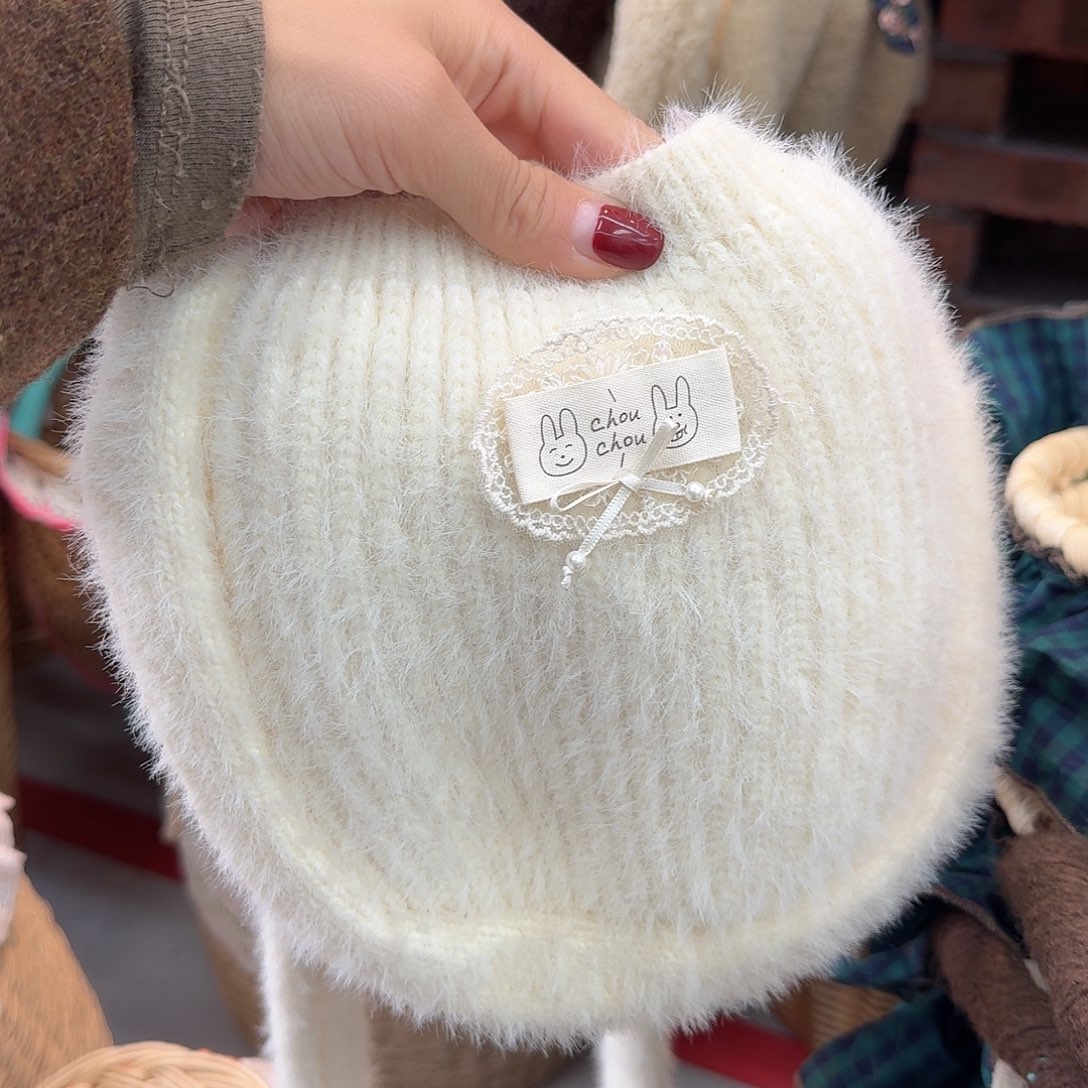 皮质铁合金兔子毛绒背包