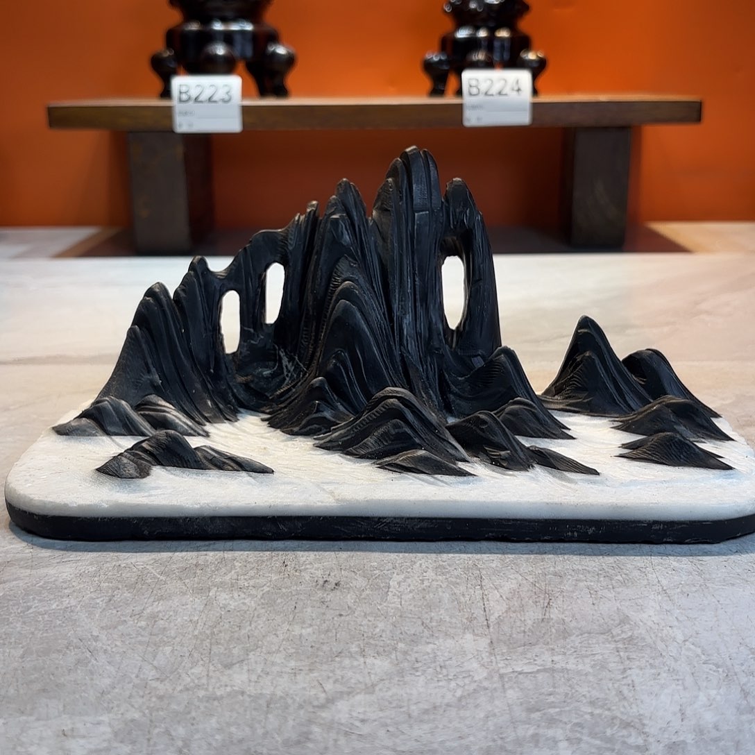 茶宠白*灵璧石奇石摆件