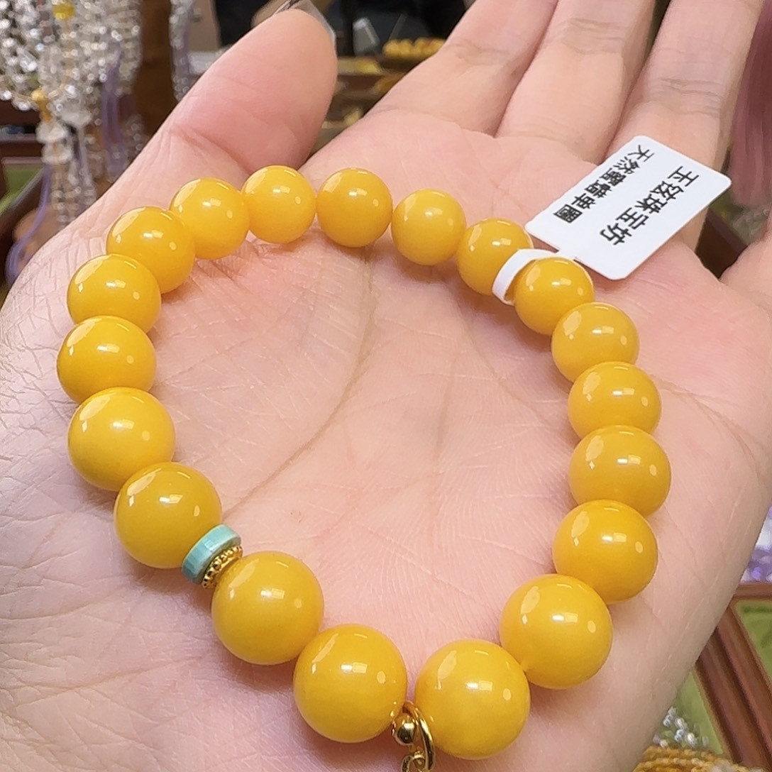 未***．蜜蜡未镶嵌手串天然鸡油黄蜜蜡单圈