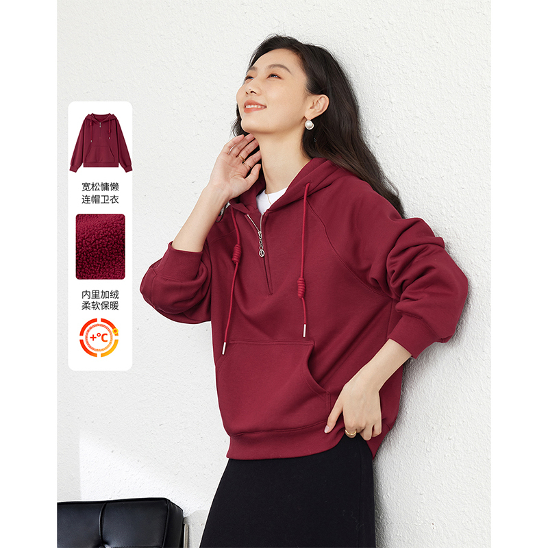 *梵希蔓慵懒风时尚休闲连帽卫衣宽松套头上衣M9262/A0591