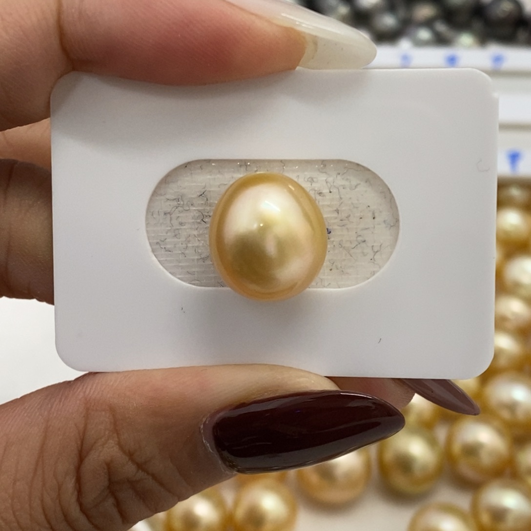 海水珍珠裸珠金珠炫彩无暇12.7m