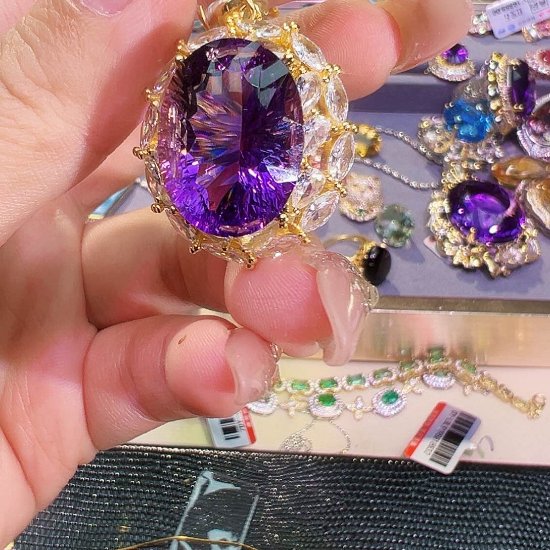 银S925镶嵌珠宝半成品紫晶