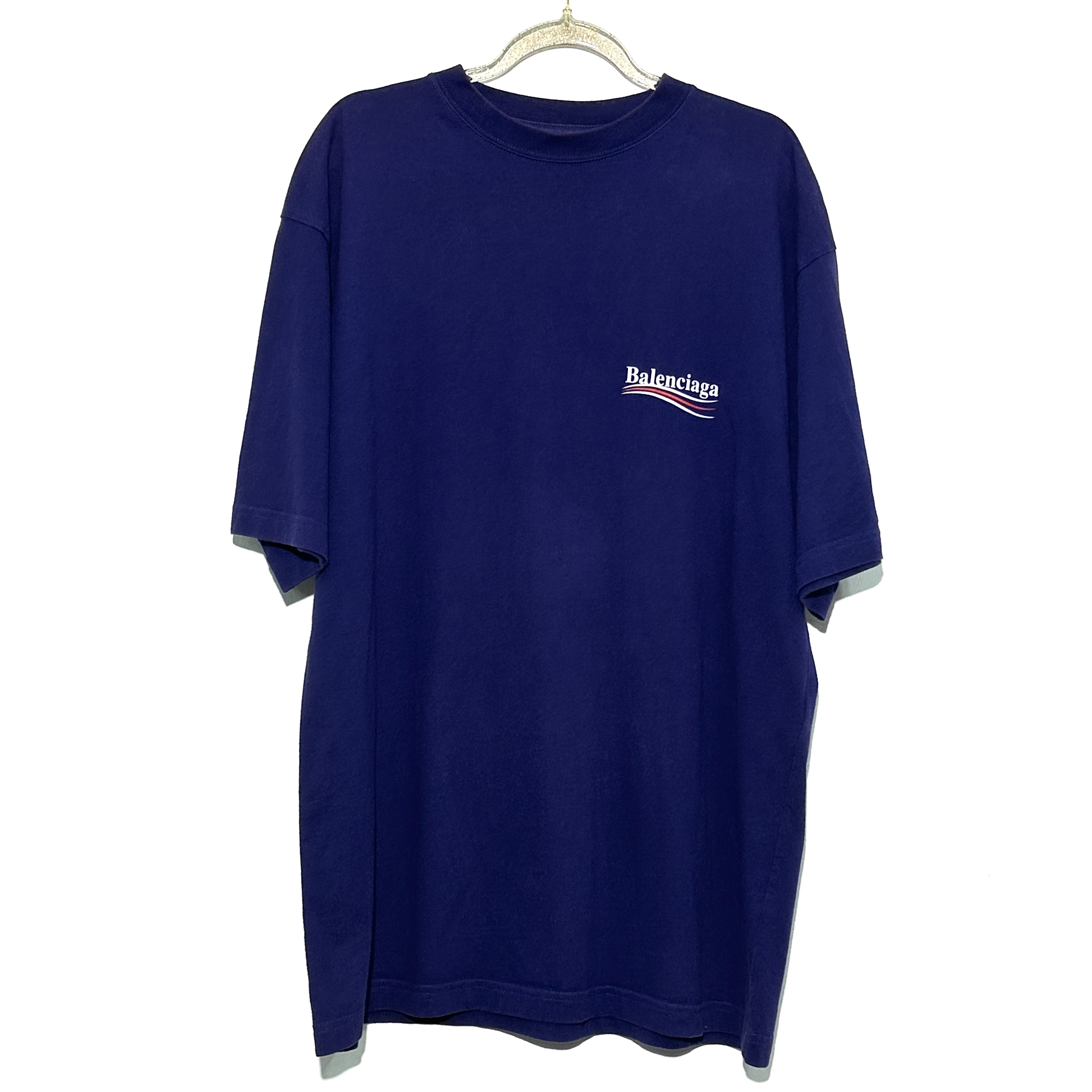 99新 Balenciaga/巴黎世家 XS码 经典logo蓝色短袖 0491
