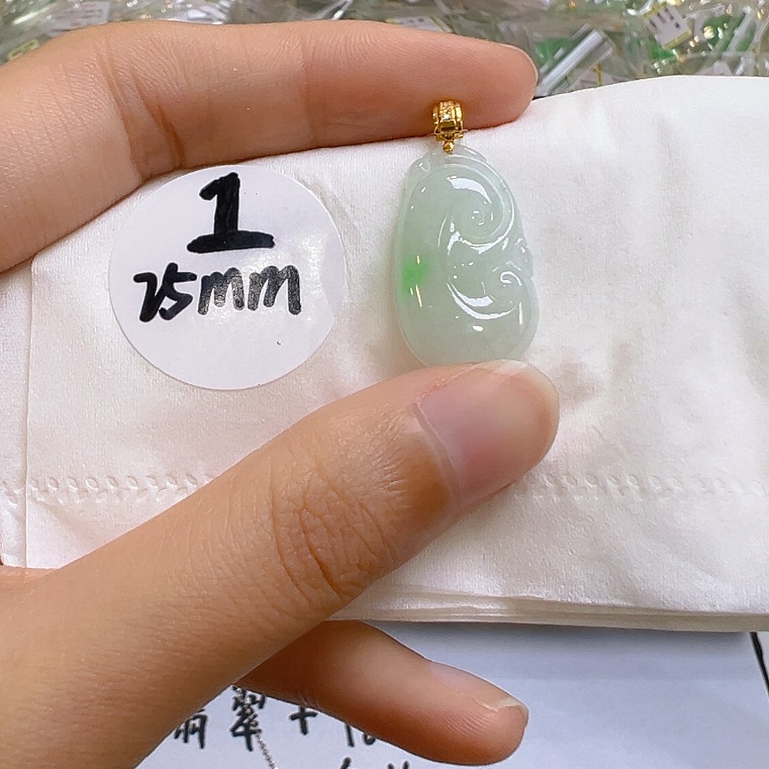 翡翠18K金镶嵌吊坠(不含链)翡翠