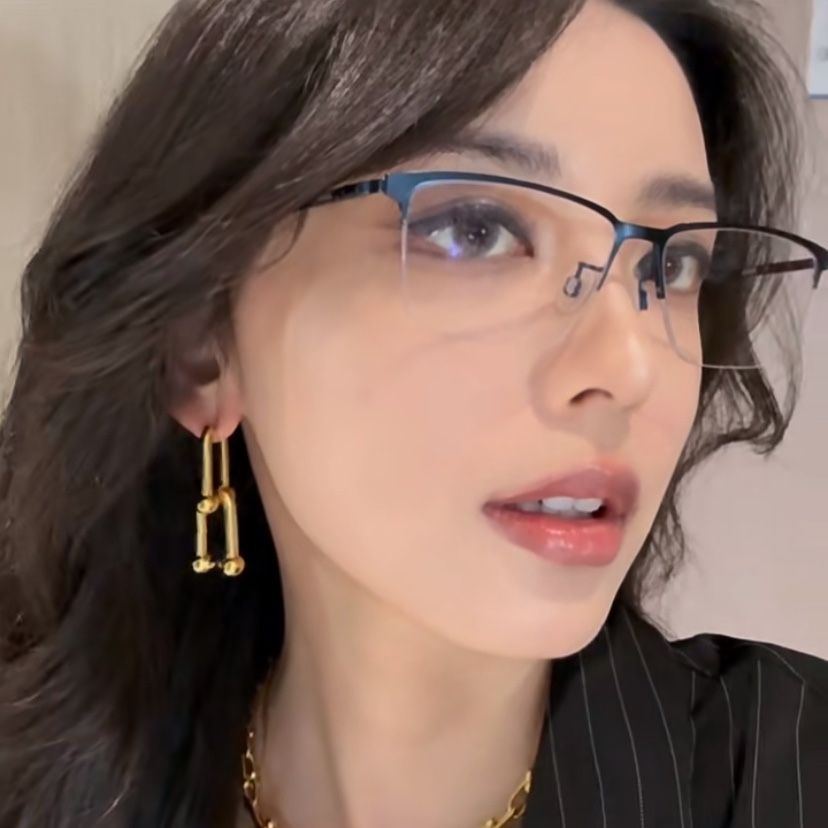 日系复古文艺半框纯钛镜框男女可带可配高度数