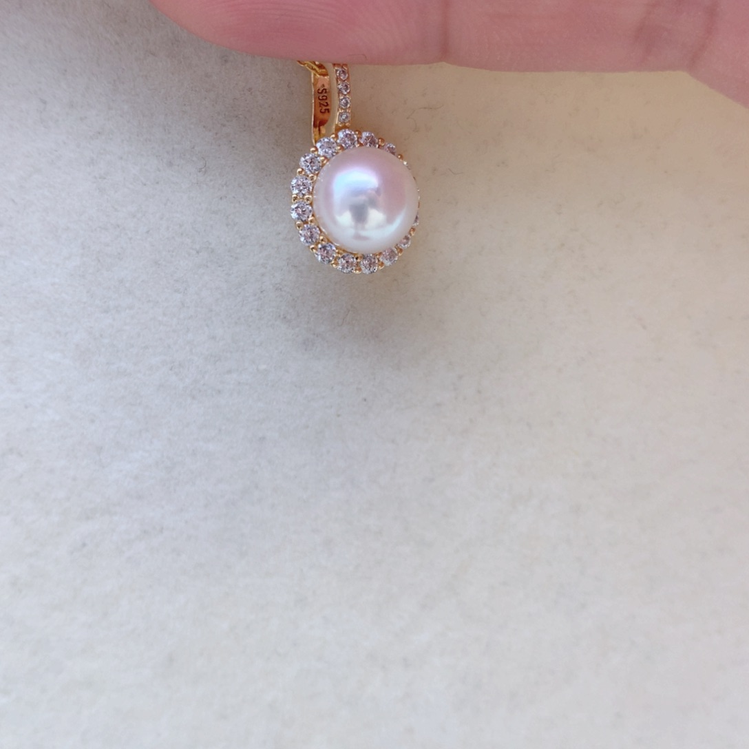 海水珍珠8.5-9mm ak太阳花银S925镶嵌