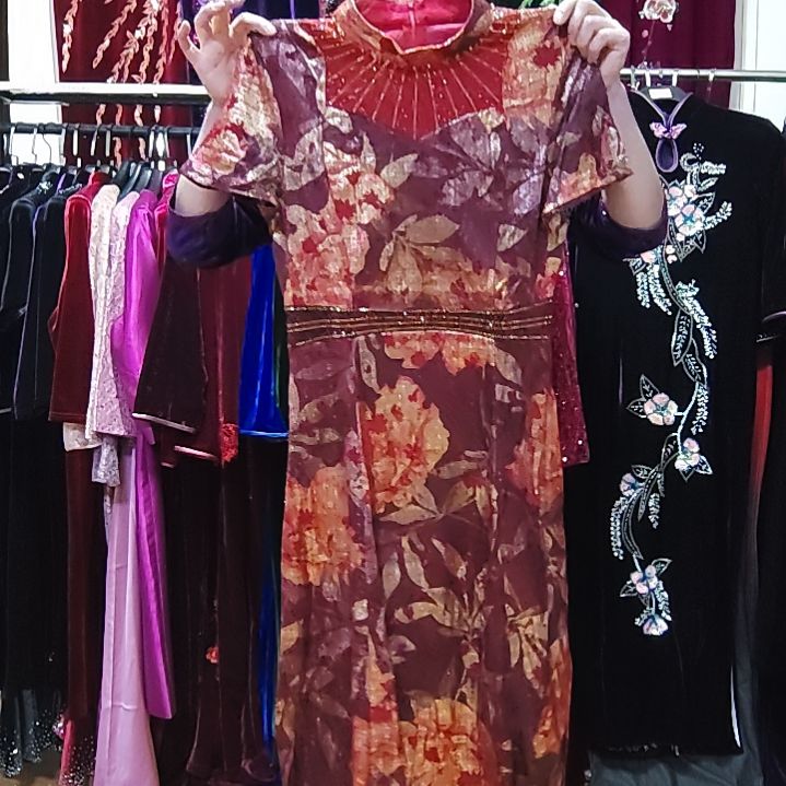 品牌夏季薄款长款改良旗袍裙l码110斤5XL150斤左右