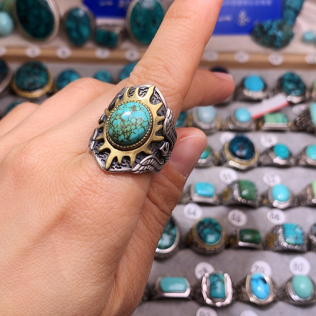 绿松石挂件银S925镶嵌