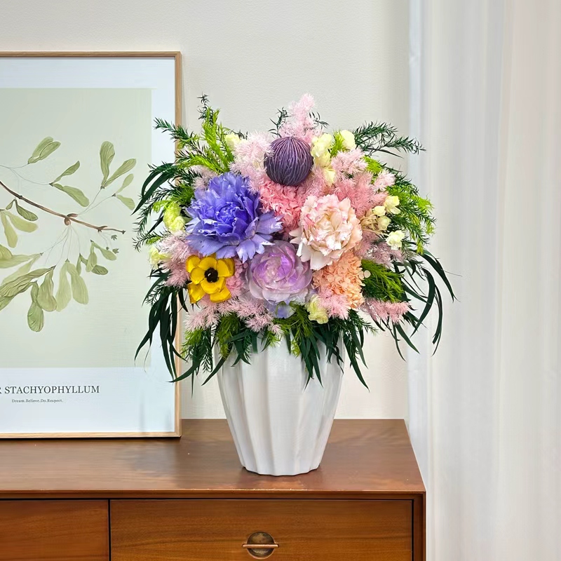 居家装饰 免打理 家居饰品 家居摆件 免打理银莲牡丹绿色款